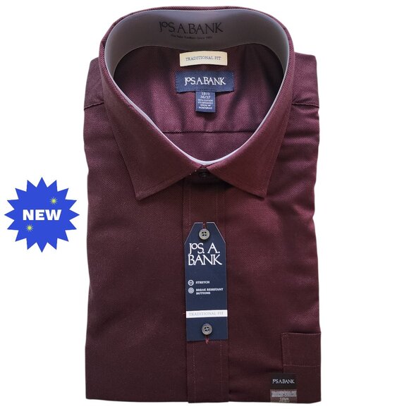 18.5 36/37 Dress Shirt Red Traditional Fit New Mens Nwt Size Wine Merlot Spread - Picture 1 of 17